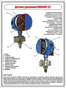 Обучаюший плакат Датчик давления Сапфир-22 Бардымское ЛПУ МГ (УФ-печать) (450х600; Пластик ПВХ 2 мм; )
